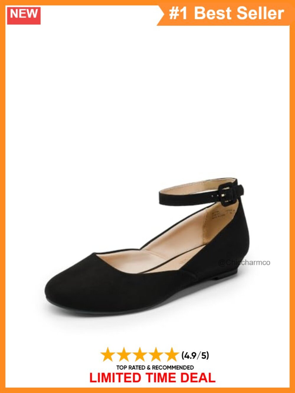 Women's Dress Flats Ballet Low Wedge Buckle Round Toe Suede Shoes